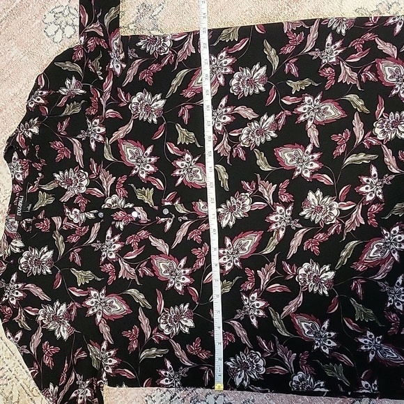 Roz & Ali Black Floral Tunic Pullover Button Down Hi Low Shirt Dress - Size L - Picture 12 of 12